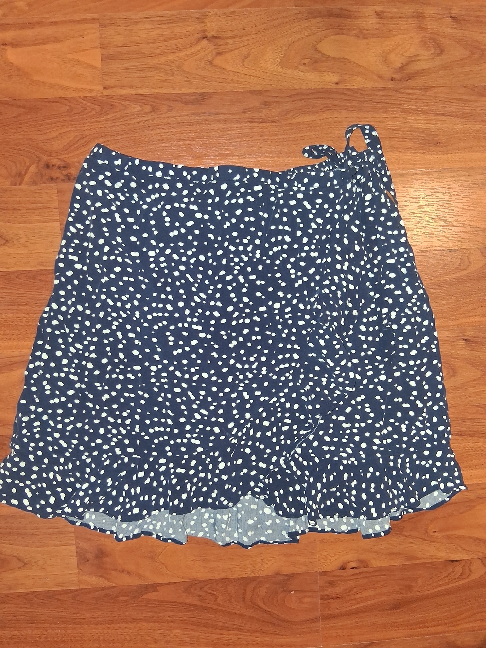 J Crew Polka Dot Navy Mini Wrap Skirt